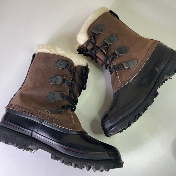 Sorel Caribou Waterproof Lined Winter Boots Men's Size 9 Brown Leather Rubber - Picture 9 of 13